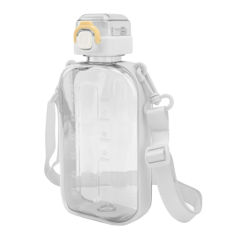 750ml Motivational Water Bottle PC With Scale Large Capacity Water Bottle Leakproof Wide Mouth Square Water Bottle Travel Use