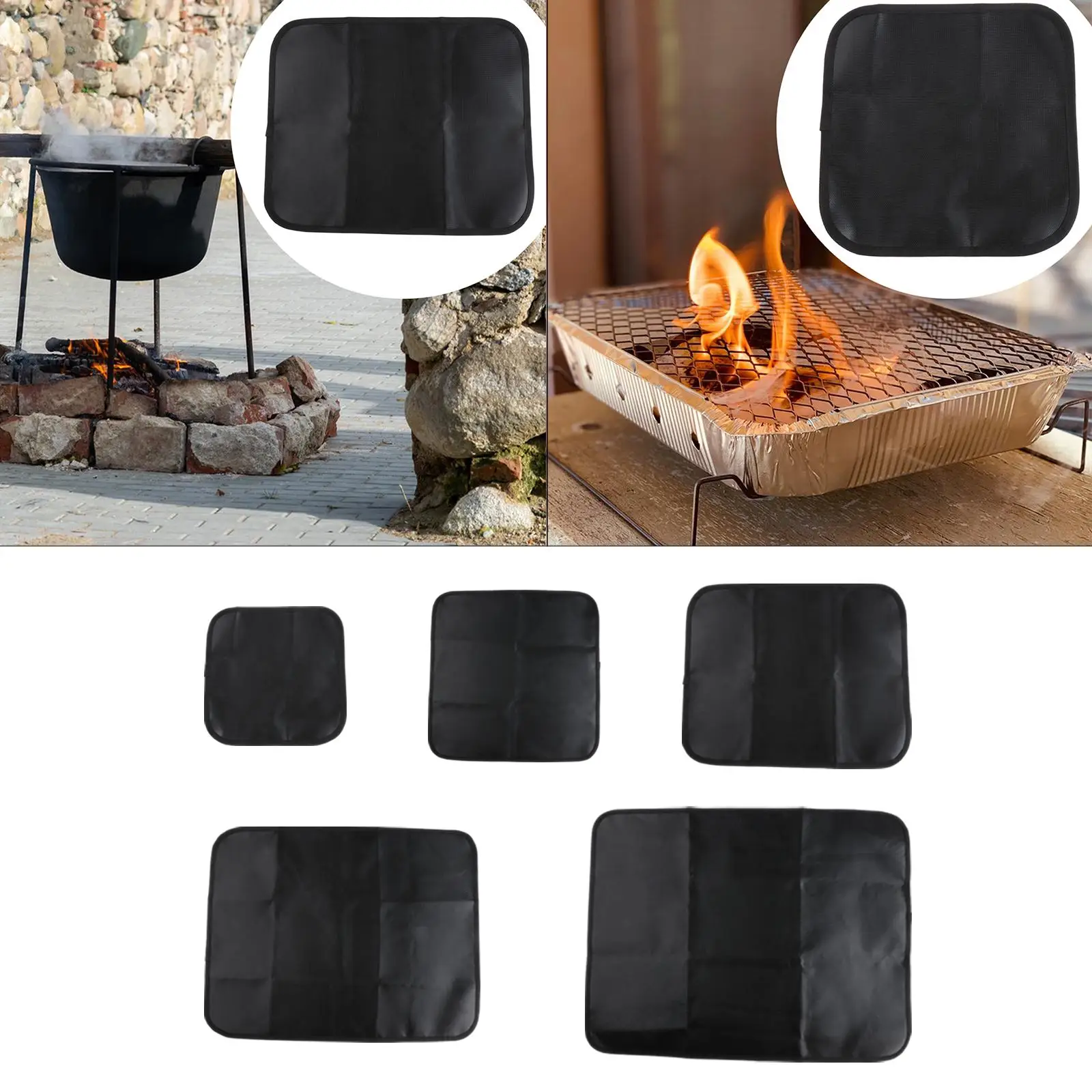 Fireplace Mat Tabletop Fire Mat Fireproof Grill Pad Floor Protection Rug Barbecue Fire Blanket for Decking Patio BBQ Camping - view 2