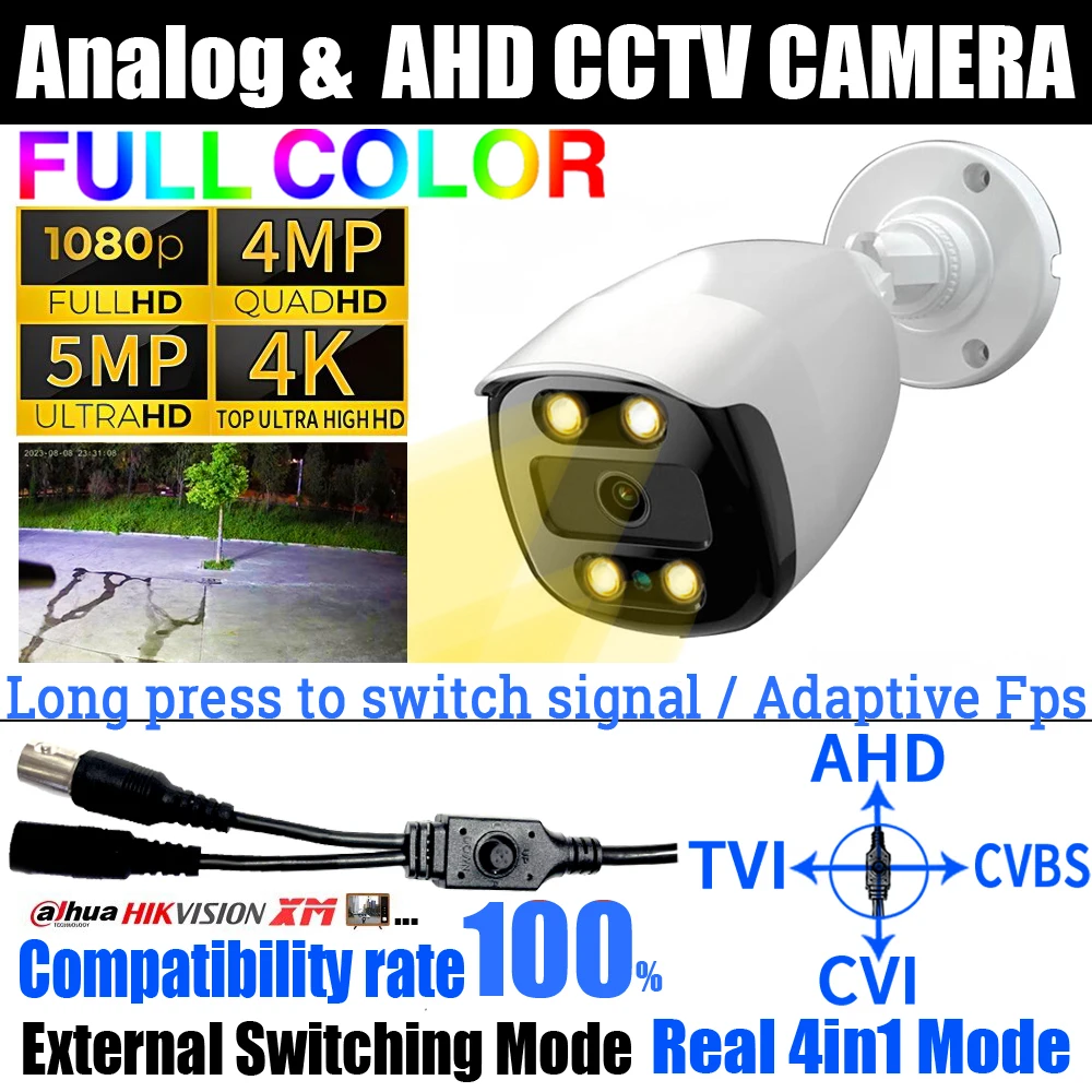 camera ahd colorida 1080p 5mp cctv auto luminosa analogica 40mp 4k tvi cvi em cabo osd digital hd monitor de seguranca interna externa 01