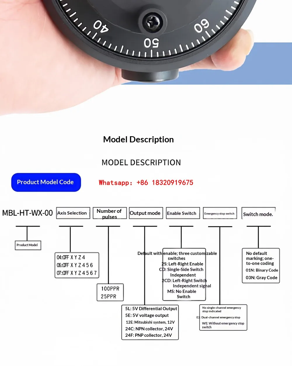 Cyclmotion 6axis CNC MPG Handwheel E-Stop Manual Pulse Generator support SIEMENS MITSUBISHI FANUC FAGOR PLC24V