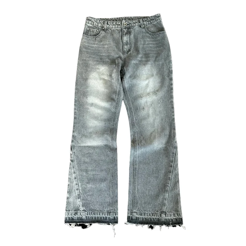 Y2K Retro Jeans Light Color Dollar Pattern Embroidery Splice Denim Pants Gothic Hip Hop Streetwear Men Women Fashion Baggy Pants