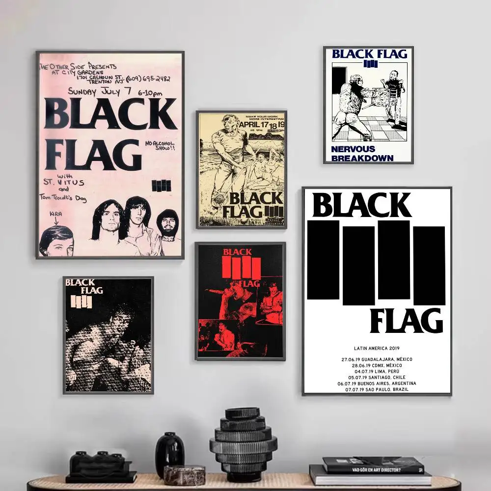 

B-Black Flag MUSIC SINGER Poster HD Self Adhesive Waterproof Wall Art Ideal for Home Office Dorm Gift