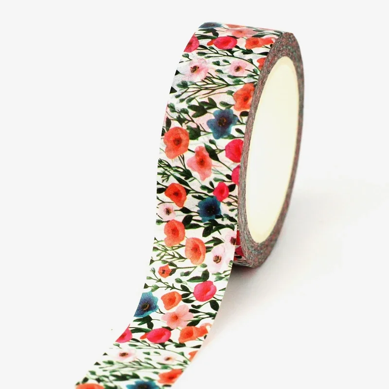 

NEW 1PC 10M Decor Hand drawn Blue Pink Flowers Washi Tapefor Scrapbooking Journaling Adhesive Masking Tape Cute Stationary