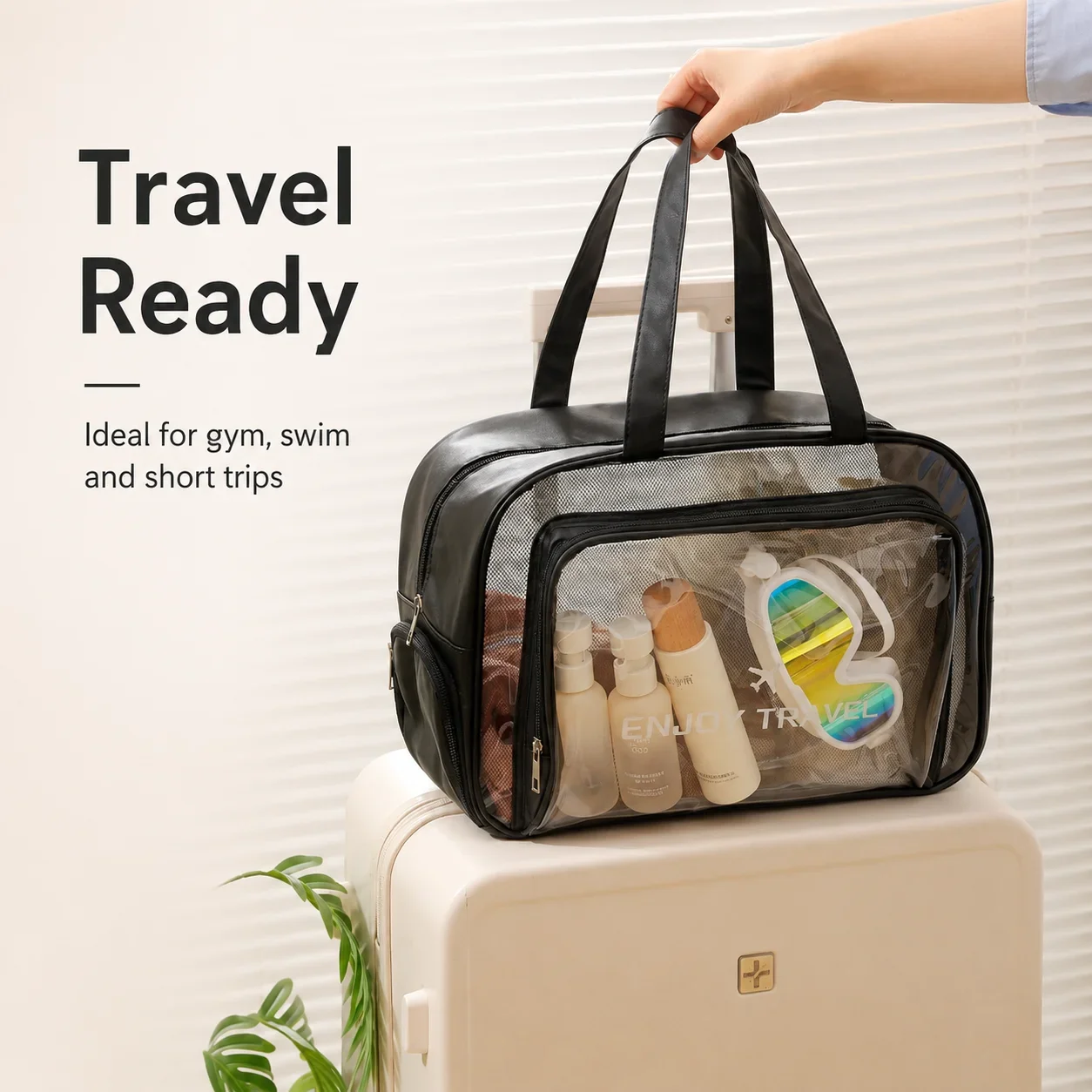 Travel Toiletry Bag Large Capacity Swimming Beach Bag with Shoe Compartment Transparent Gym Shower Storage Organizer Carry Tote