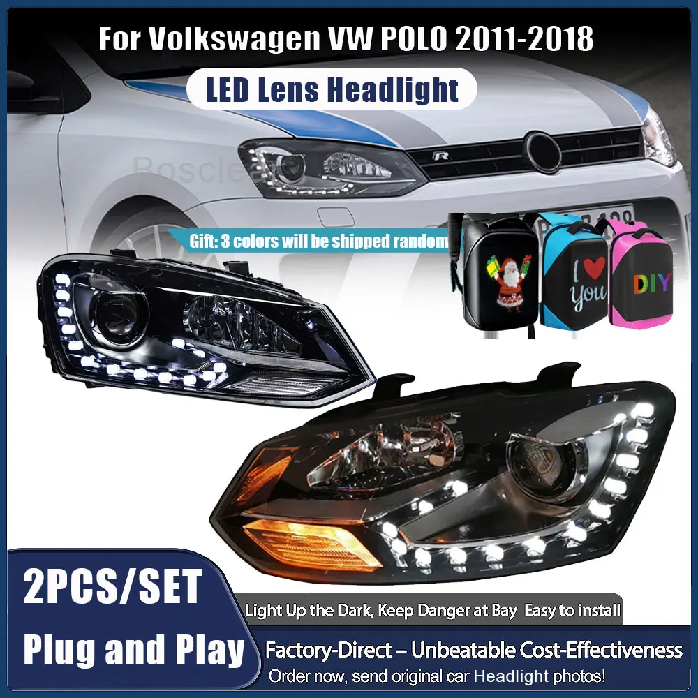 

Car Styling for Volkswagen VW Polo Headlights Assmebly 2010-2017 Polo LED DRL Hid Head Lamps Angel Eye Bi Xenon Beam Accessories