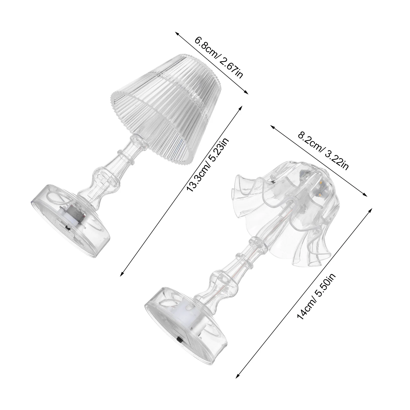 2 قطعة Led ضوء الليل واضح مطوي الجدول مصباح لغرفة النوم المحمولة السرير مكتب الخفيفة-مصباح جو شفاف خمر