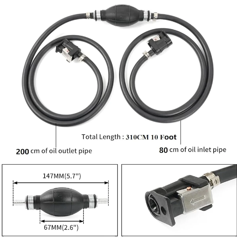Complete Fuel Line Assembly for Yamaha Outboard Motor 4-200hp, 6Y1-24306-55, 61J-24306-04-00, 6Y2-24306-56.