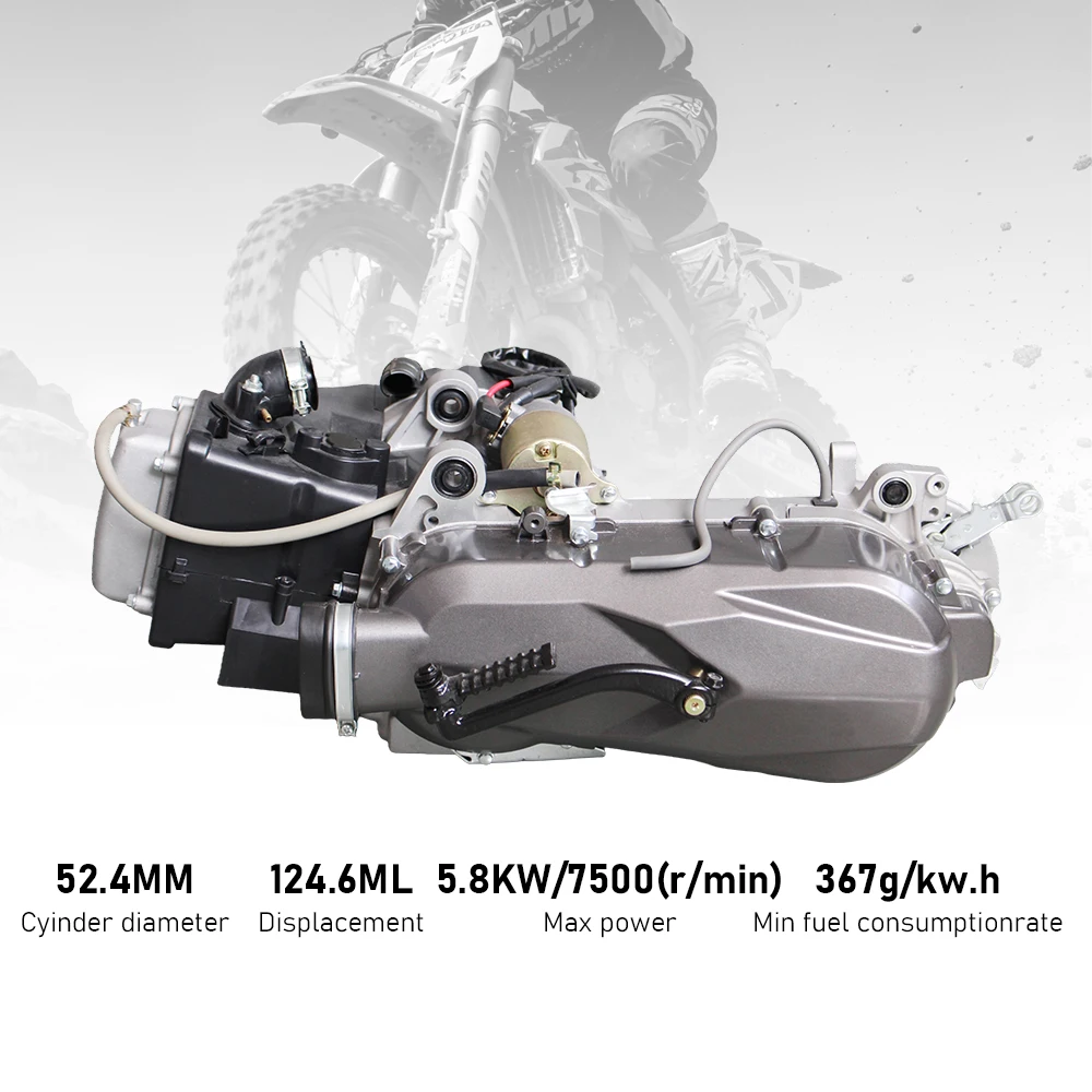 125CC GY6 4-Stroke Air-Cooled Single Cylinder Engine 5.8kW CVT Belt Drive for Honda Yamaha Scooter Smooth Trans Durable Use