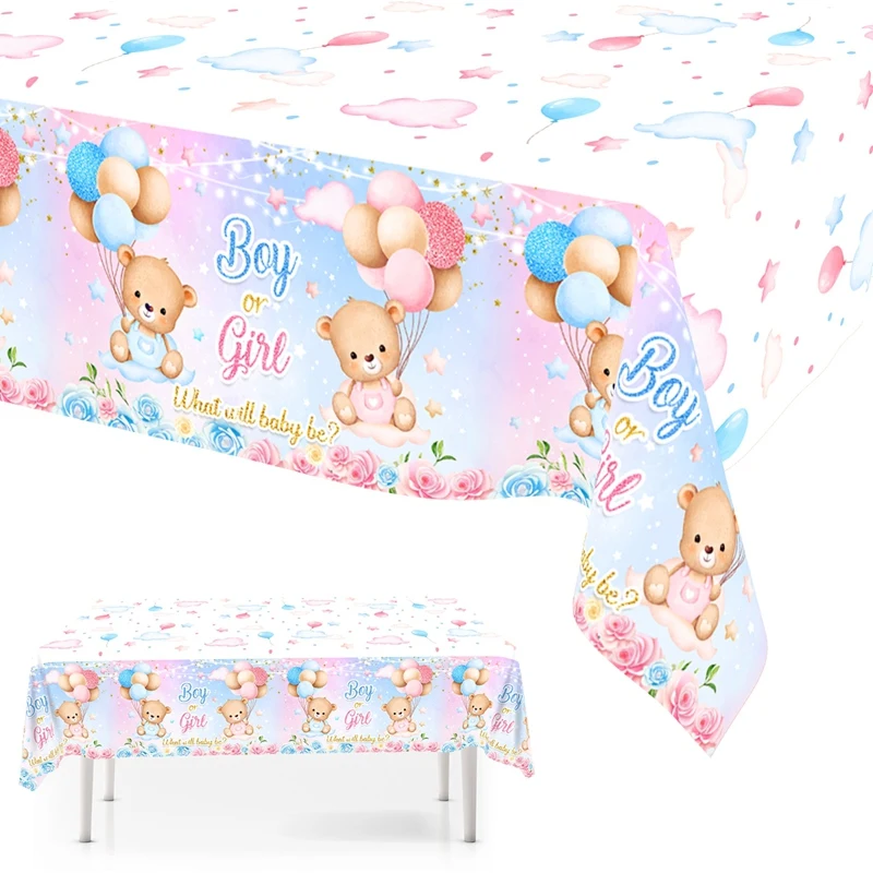 الجنس تكشف مفرش المائدة البلاستيكية للحفلات صبي أو فتاة استحمام الطفل ديكور الوليد غطاء الطاولة هو أو إنها الجنس تكشف لوازم الحفلات #1