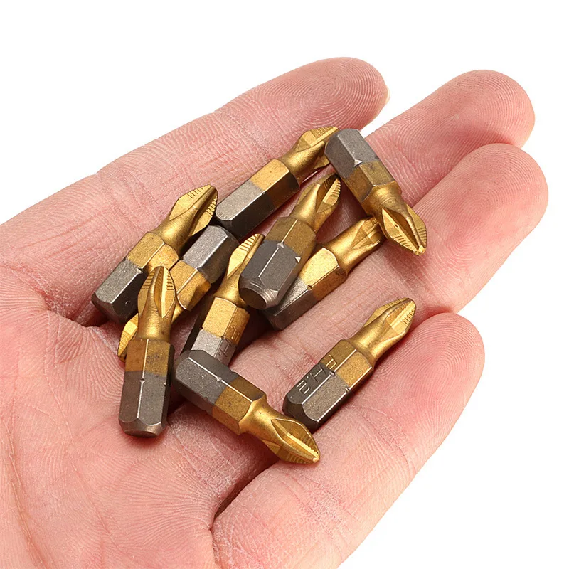 5 ~ 10pc 1/4 "punte per cacciavite elettrico antiscivolo con gambo esagonale punte per cacciavite rivestite in titanio punta per cacciavite elettrico magnetico PH2