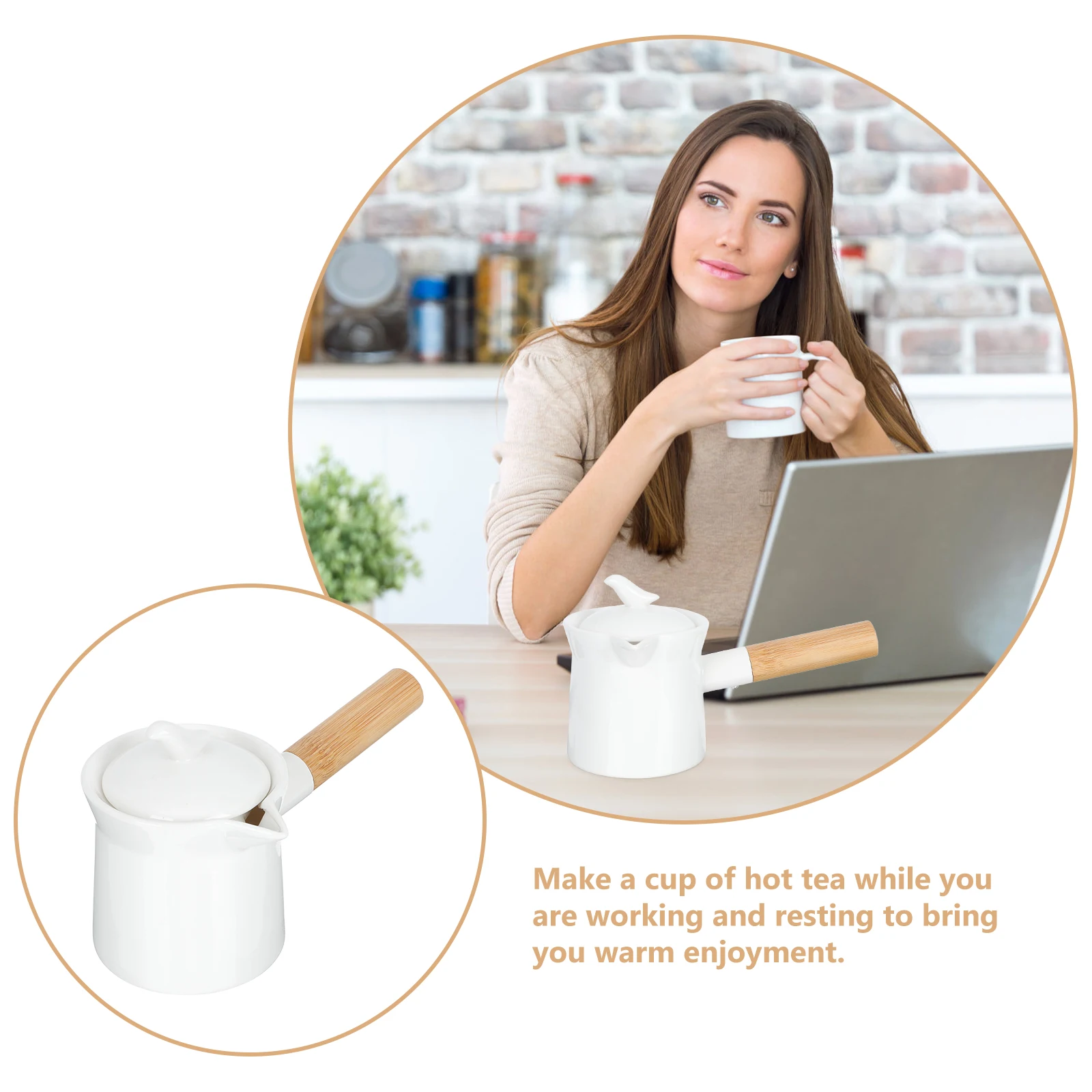 

300ML Ceramic Lid Mini Coffee Pot White Kitchenware Smooth Practical Hot Milk Holder Hot Milk Ceramic Teapot Holder