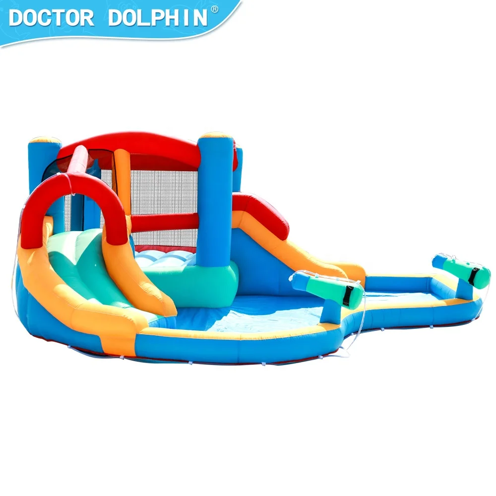 Dolphin Double Water Slide Kid Bouncer Slide Inflatable Jump Bouncy Castle Bounce House Combo Sea