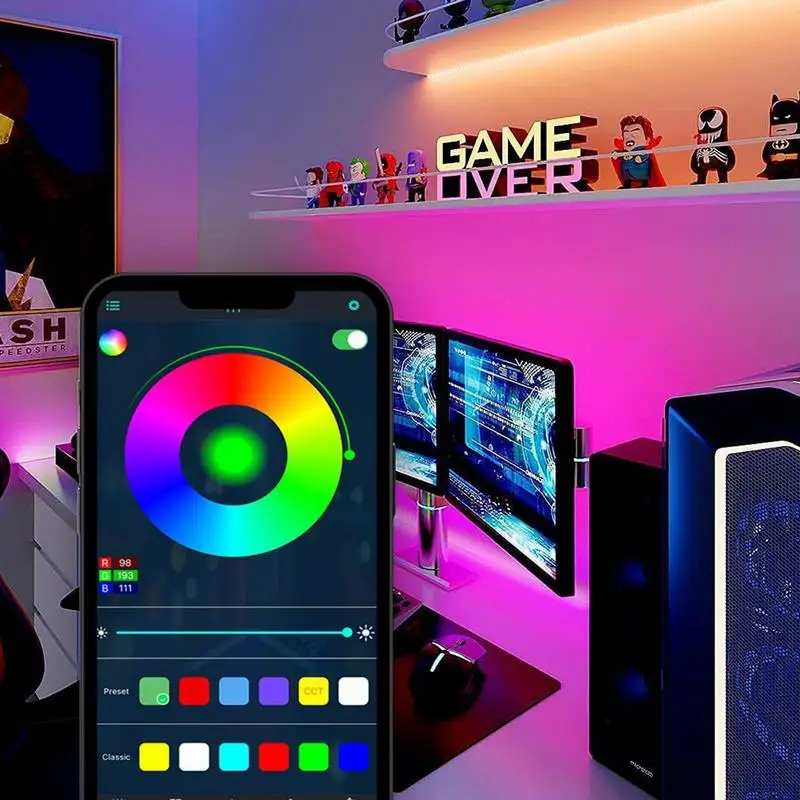 Intelligente LED-Leuchten für Schlafzimmer, 16,4 Fuß, APP-Steuerung, Musik-Synchronisierung, Farbwechsel-Lichter, LED-Streifenbeleuchtung für Schlafzimmer, Küche, TV-Bar