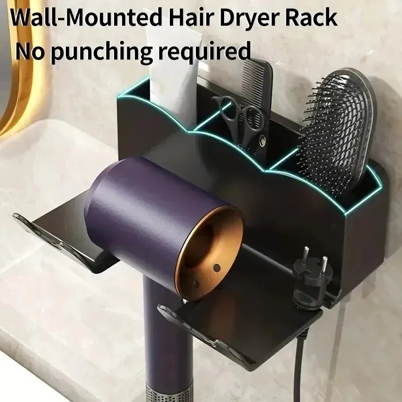 Hair Dryer Storage Rack Non Perforated Bathroom Wall Mounted Bracket Bathroom Air Duct Storage And Placement Rack Hanging Rack