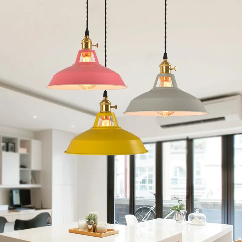 

Pendant Light Retro Industrial Style Colorful Restaurant Kitchen Home Lamp Vintage Hanging Light Lampshade Decorative Lamps