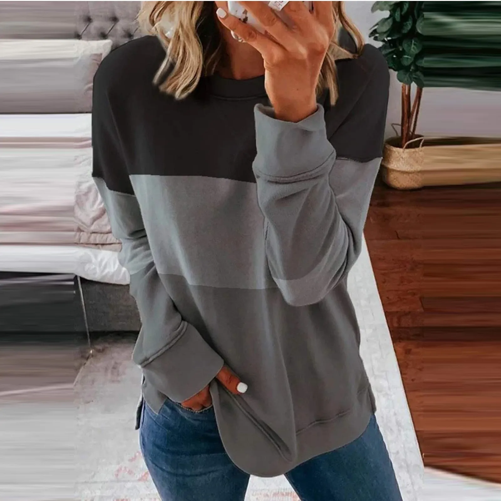 Women\'s Long Sleeve Tops Sweatshirts Long Sleeve Tunic Tops Crew Neck Soft Pullover Shirt Clothes