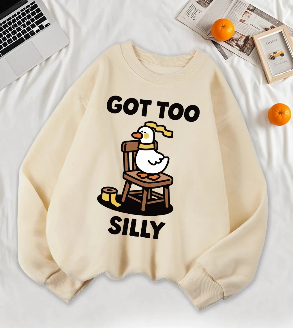 

Got Too Silly Stand Bench, милый свитшот с принтом гуся, женская универсальная одежда с круглым вырезом, осенний флисовый пуловер, разноцветные топы