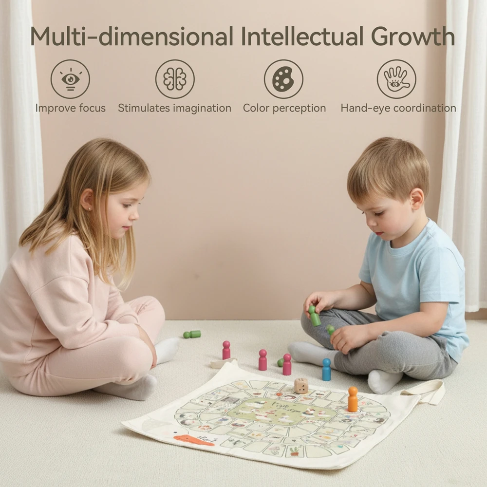 Wooden Baby Montessori Toys Baby Car Traffic Road Map Canvas Desktop Mat Game Parent-child Puzzle Educational Montessori Toys