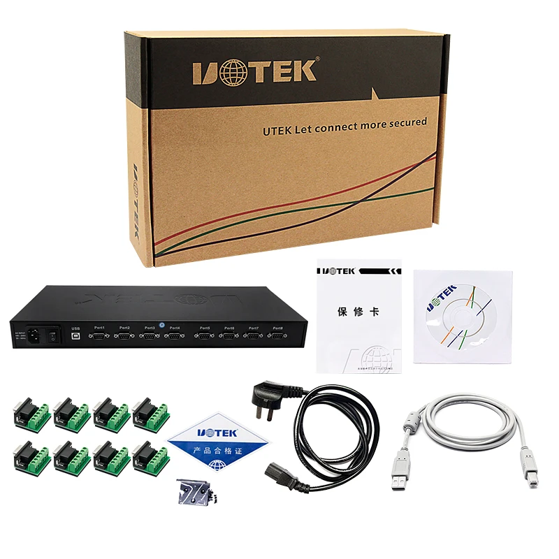 UOTEK konverter RS-422 USB ke RS-485, adaptor konversi USB ke USB 2.0 8 port RS485 RS422 dengan isolasi optik UT-2003A 1U