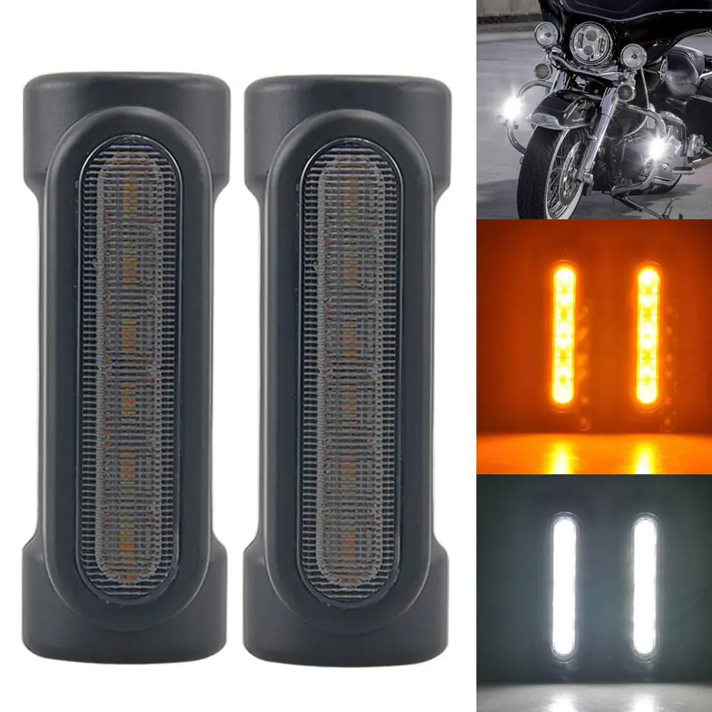 

Motorcycle Turn Signal Light Highway Crash Bars LED Driving Light White Amber For Harley Touring FLHR Victory accesorios moto