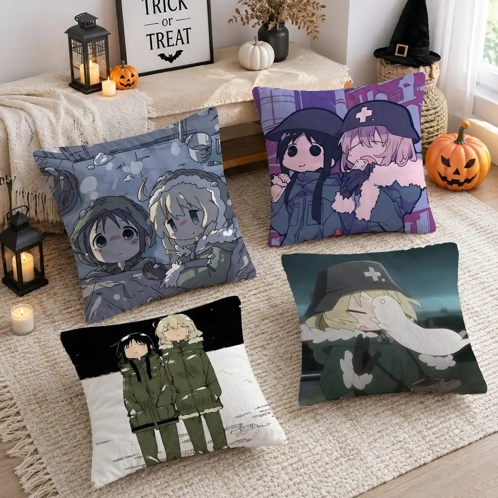 Anime G-Girls Last Tour Cushion Cover Plush Decorative Pillow Case With Hidden Zipper Cutecore Room Decor For Home