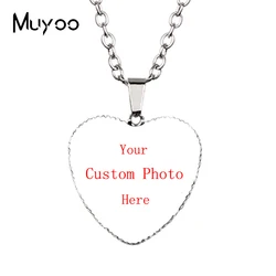 New Fashion Custom Photos Heart Jewelry Personalized Heart Pendants Necklace Special Gift OMG