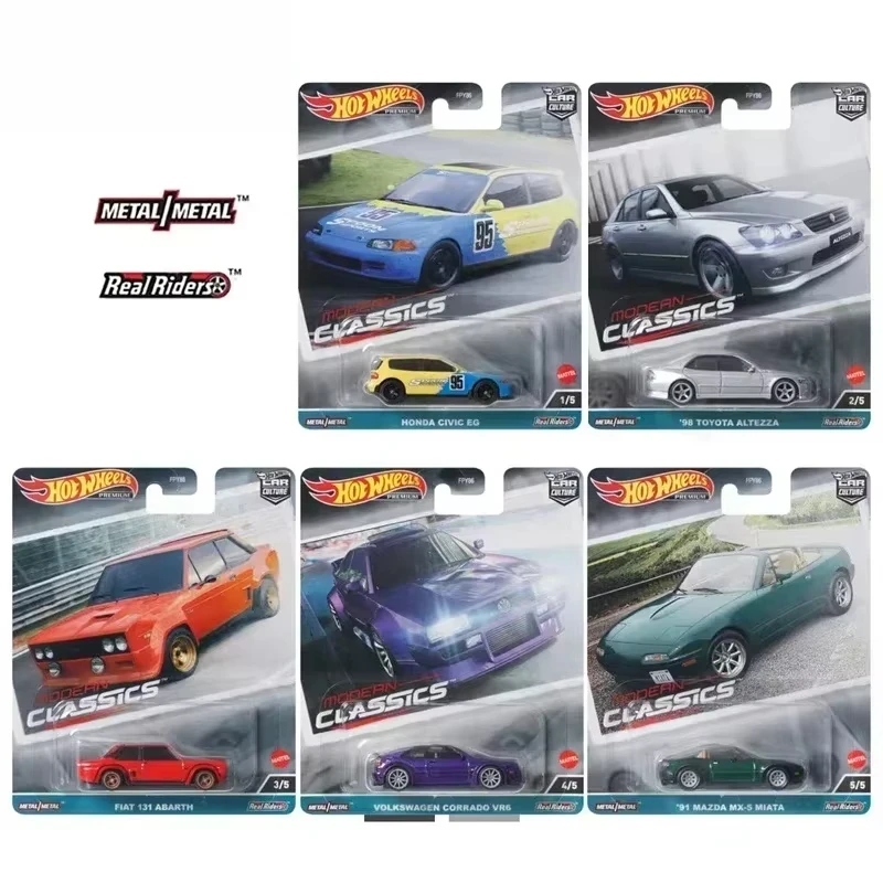 Hot Wheels auténticos, coche Premium, cultura, juguetes clásicos modernos para niños, 1/64 Diecast Honda Civic EG FIAT 131 91 Mazda MX-5, regalo