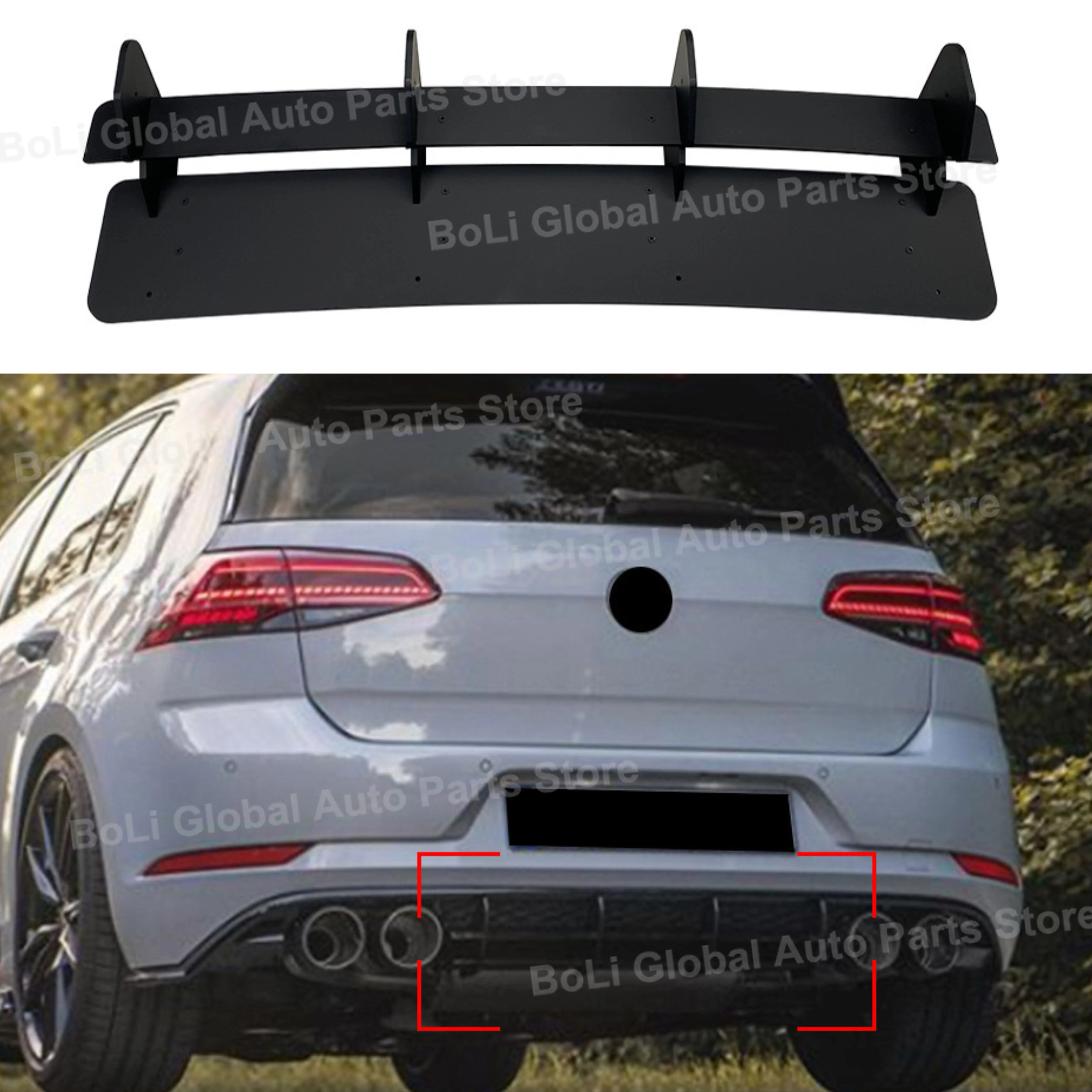 

Автомобильный задний бампер, диффузор, спойлер, губа для Volkswagen Golf 7,5 R Mk7.5 R 2017-2020, защита заднего бампера, боковые разветвители, губа