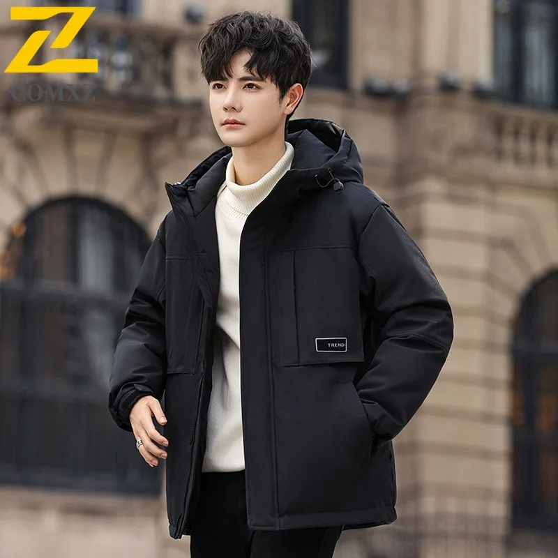 COMXZ 2025 Mens Womens Fleece Lined Thickened Stand Collar Winter Jacket Waterproof Windproof Outdoor Sports  Reversible Coat