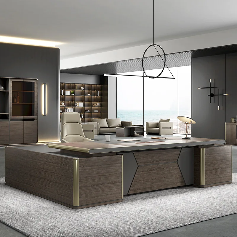 

Simple Light Luxury Minimalist Staff Office Background Cabinet Big Class Table, Modern President And Manager Single Combination
