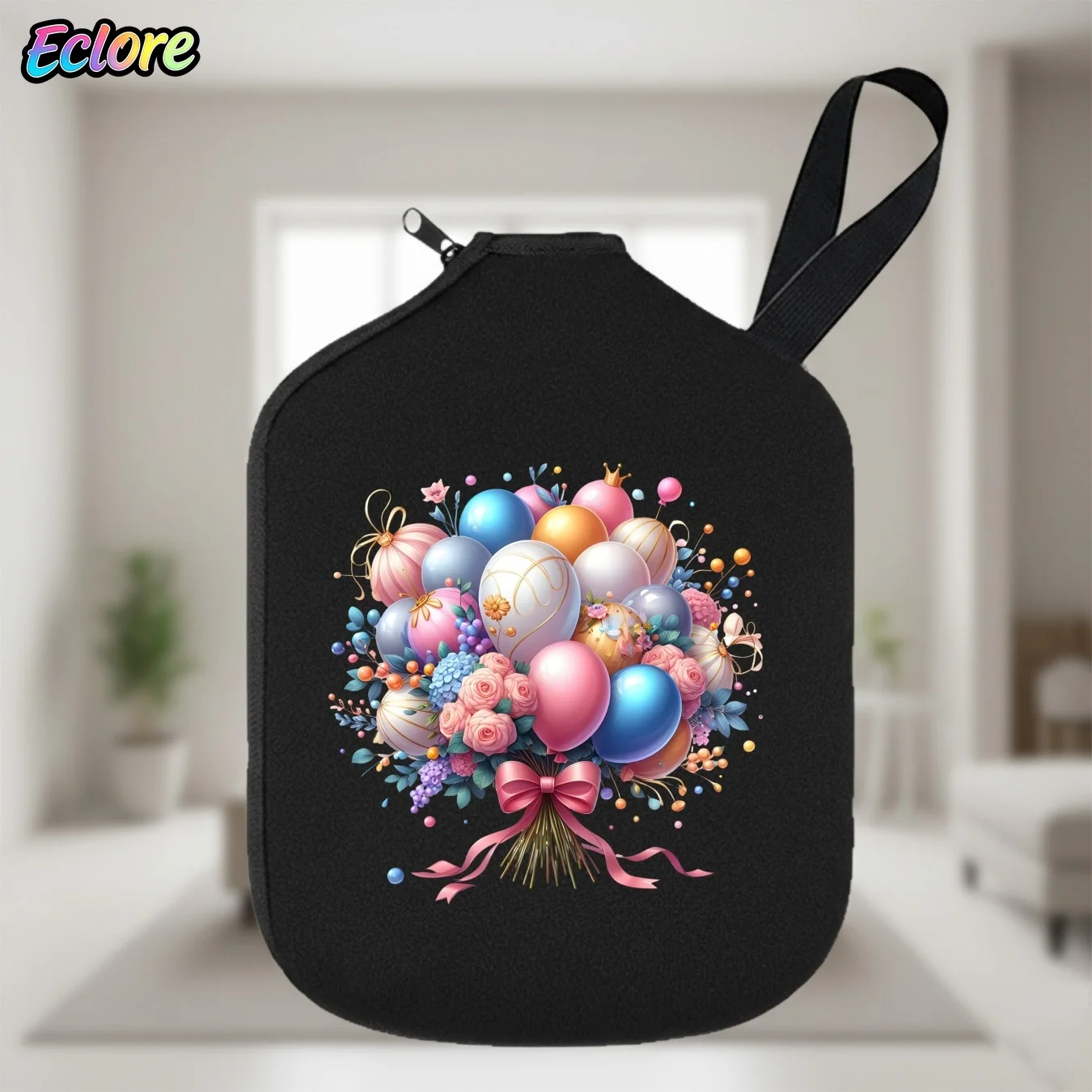 Colorful Flower Balloon Bouquet Pickleball Paddle Cover Durable Fit Protection Perfect for Table Tennis Sports Lovers Game Party