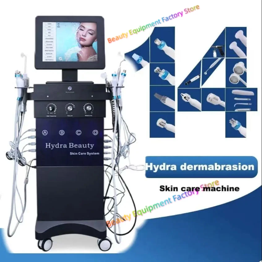 Professional 15 In1 Hydra Oxygen Facial Machine With Skin Analysis Hydrating Hydro Aqua Facial Skin Care Deep Cleansing Machine