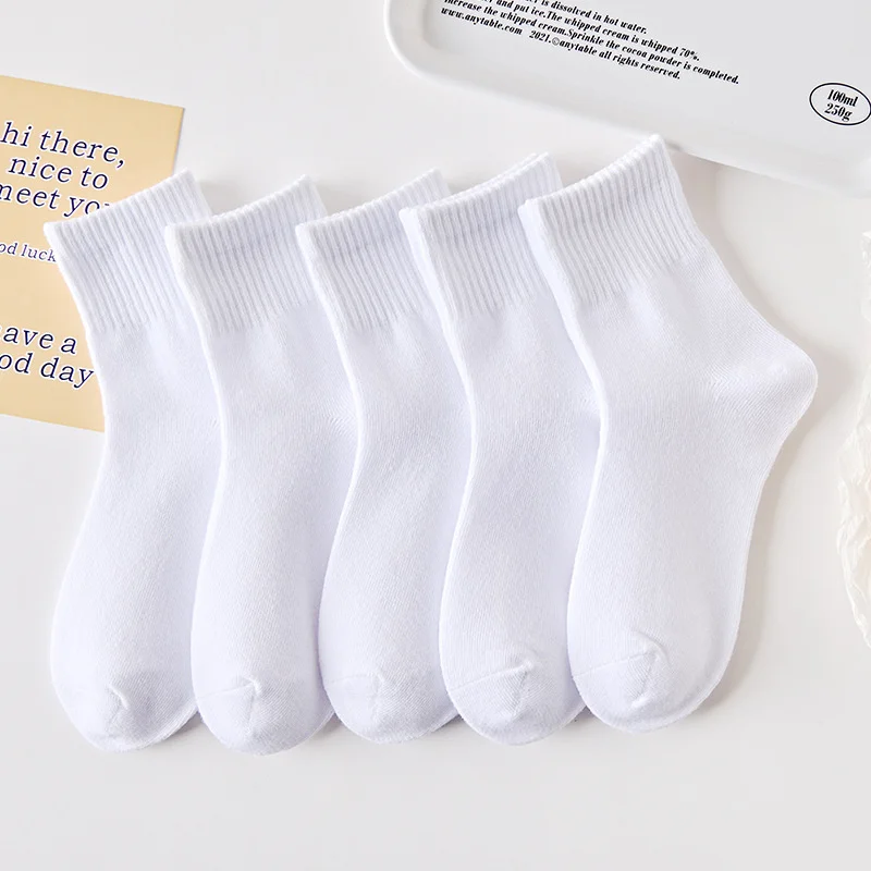 New White Kids Sports Socks Spring Autumn Cotton Children's Socks For Boys Girls Casual Simple Teenager Student Sock 3-16Years