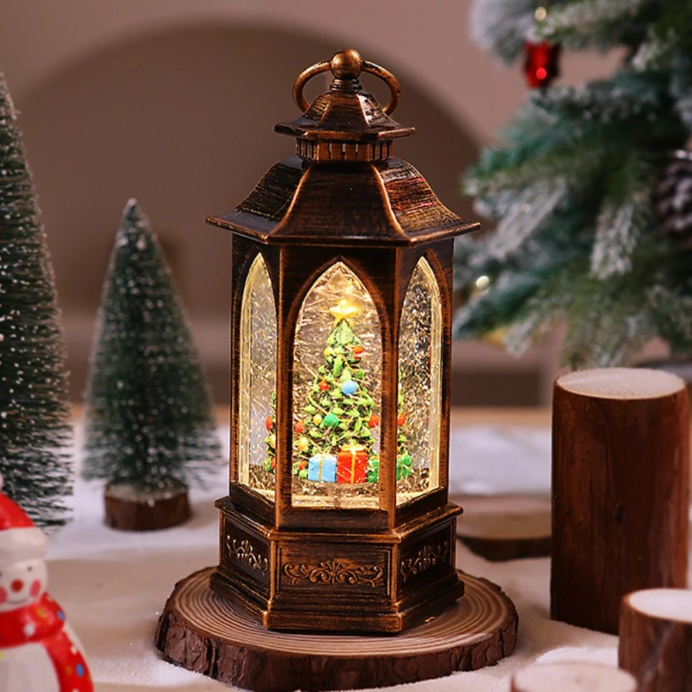 Christmas Snow Lights Decorative Lights Table Ornaments Santa Claus Hexagonal Music Box Scene Arrangement Christmas Gifts view 5