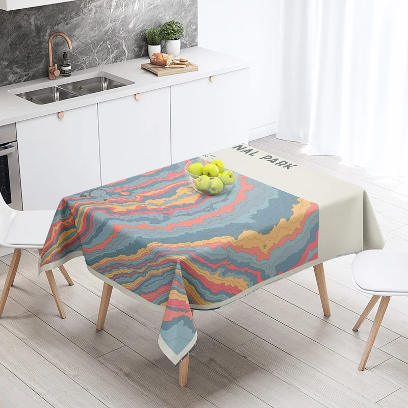 Morandi Ins Style Tablecloth Abstract Art Design 2025 New Geometric Pattern Decorative Tablecloth for Coffee Shop