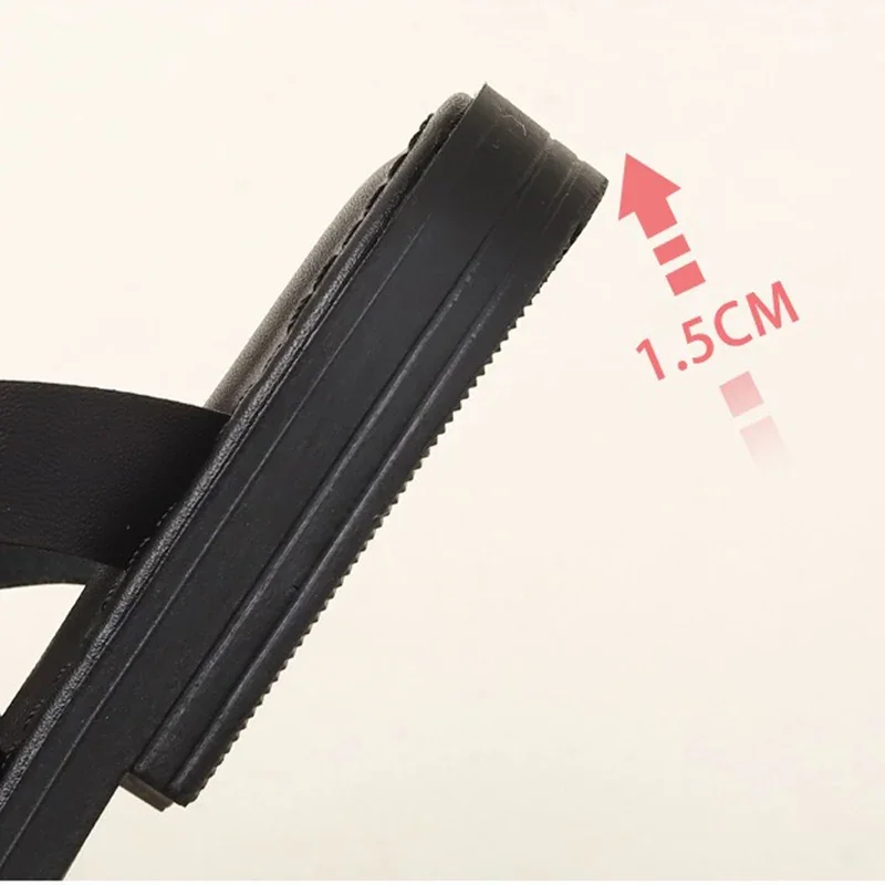 2024 New Summer Women 1cm Platform 1.5cm sandali con tacco basso Lady Concise Leisure comodo Lace Up femminile Classic Roman Flats