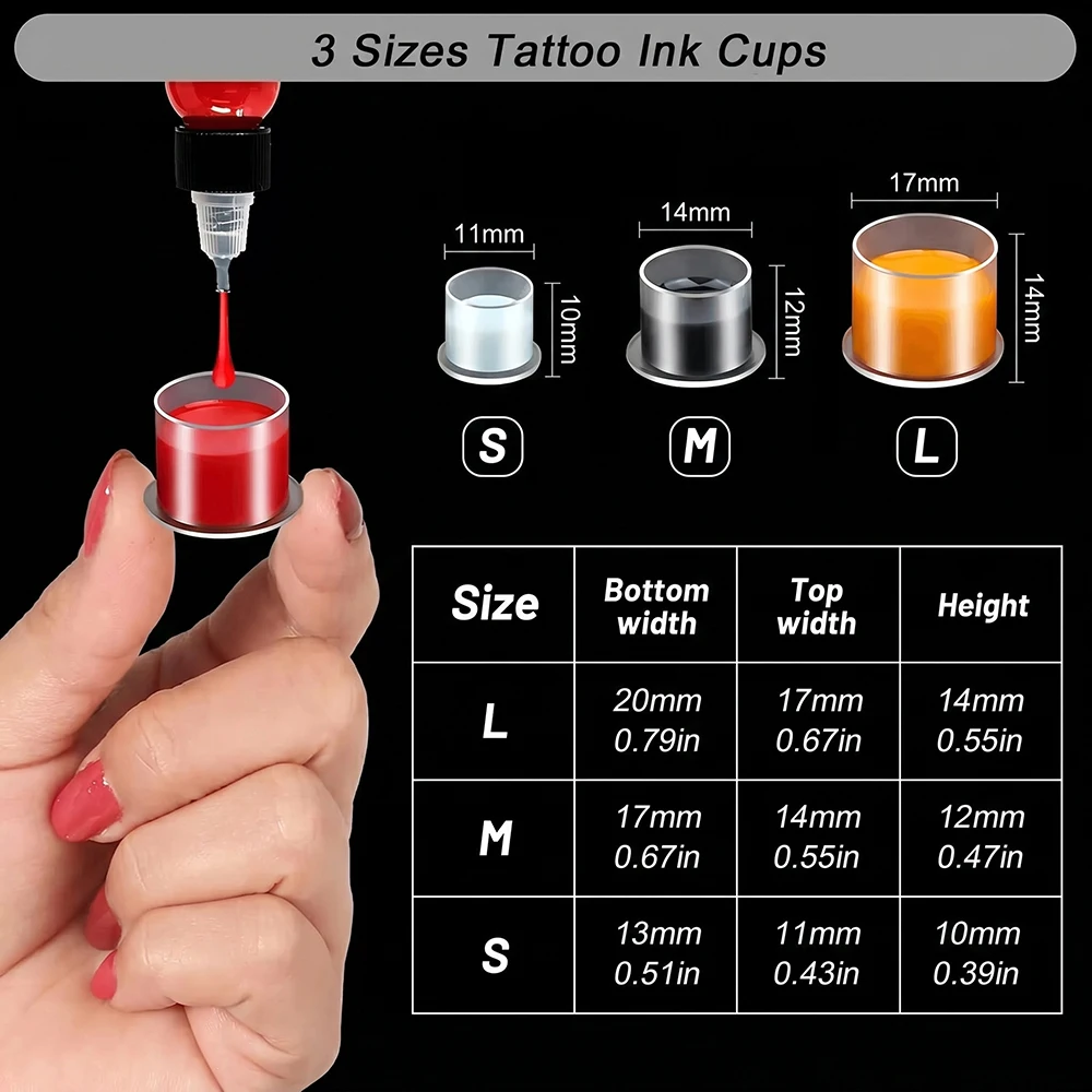 500/300/100PCS Tattoo Ink Cups Caps Plastic Pigment Holder Self Standing Ink Container for Permanent Makeup Tattoo Accessories