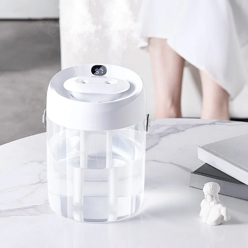 1 PCS 2L Double Nozzle Humidifier Office Desktop Portable Air Atomizer USB Chargeable Digital Display Humidification Nebulizer