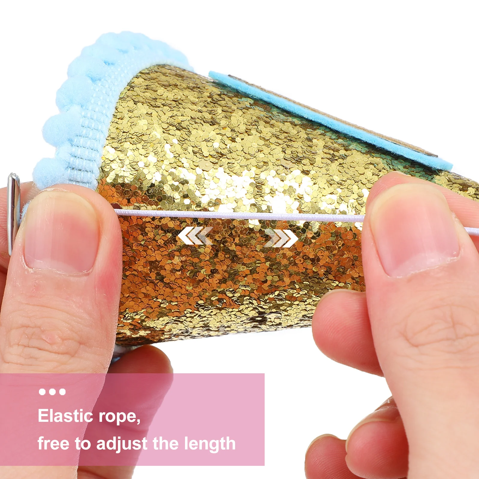 

1st Birthday Cone Hat Blue Number 1 Sequin Ball Mini Cone Cap Elastic String Birthday Party Decoration