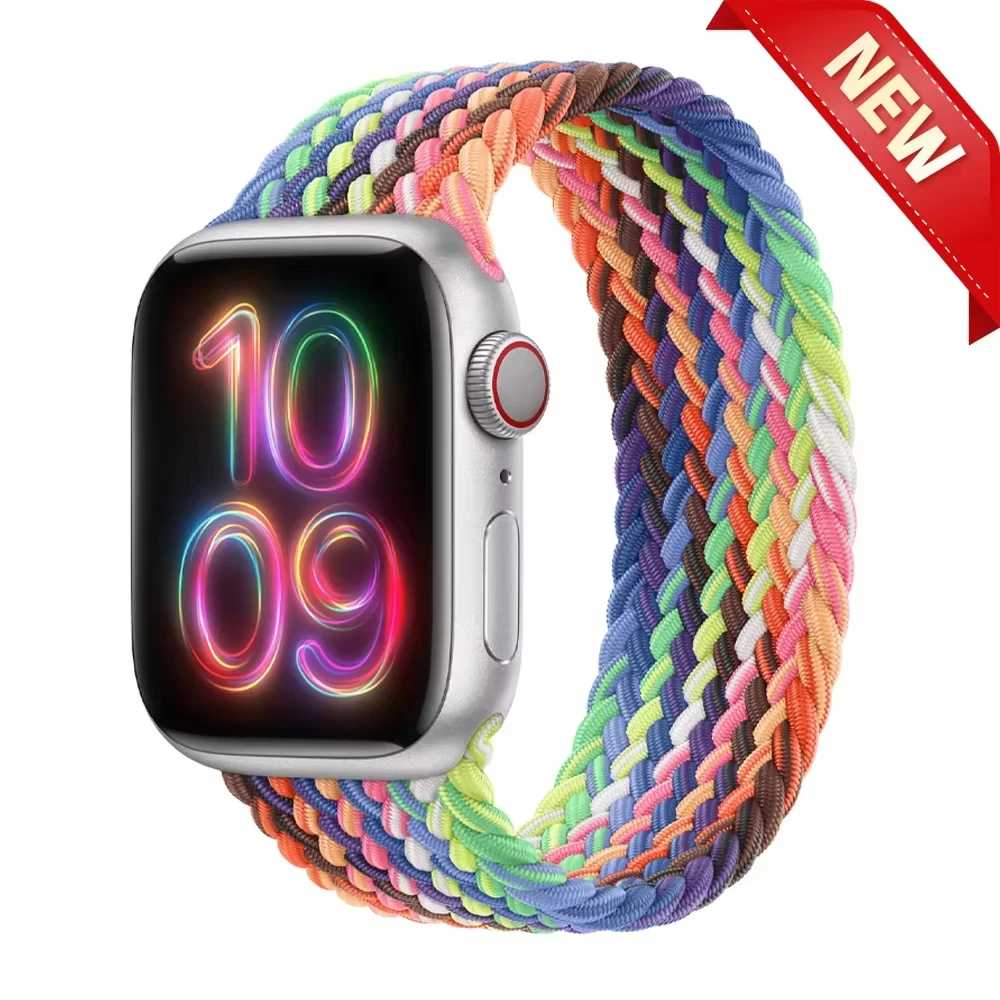 Gevlochten Solo Bandje voor Apple Watch Band 44mm 40mm 45mm 49mm 41mm Nylon Correa Armband iWatch serie 9 8 7 6 5 SE Ultra2 3 10 11
