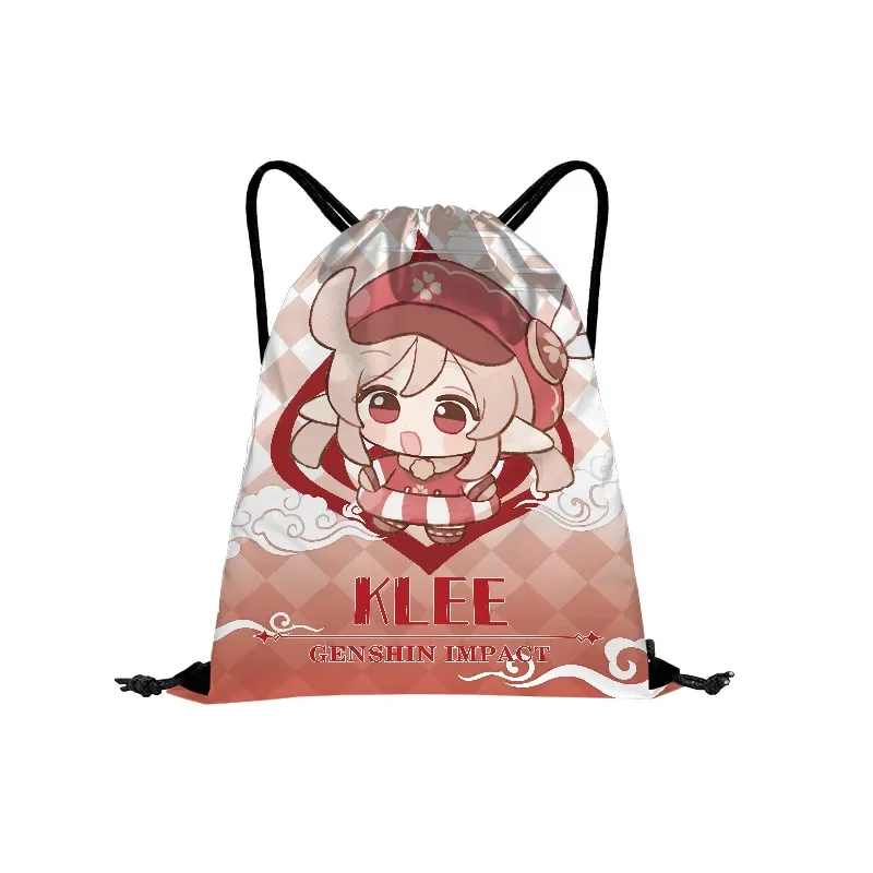 Genshin Impact Amber Barbara Gunnhildr Mochila de compras com estampa colorida de lona com cordão