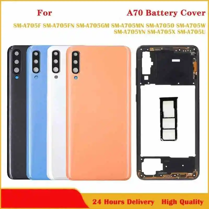 

For Samsung Galaxy A70 2019 A705 SM-A705F Middle Frame Plate Bezel A70 Battery Back Cover Rear Door With Camera Lens Replace