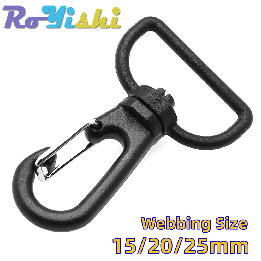 10 Pcs/Pack Plastic Black Rotating Swivel Snap Hook Buckle For Weave Paracord Lanyard Backpack Webbing Carabiner