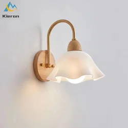 Modern Log Flower Pull Rope Switch LED Wall Lamps Bedroom Study Restaurant Hotel Bedside Wall Lamp Living Room Decor Wall Lights