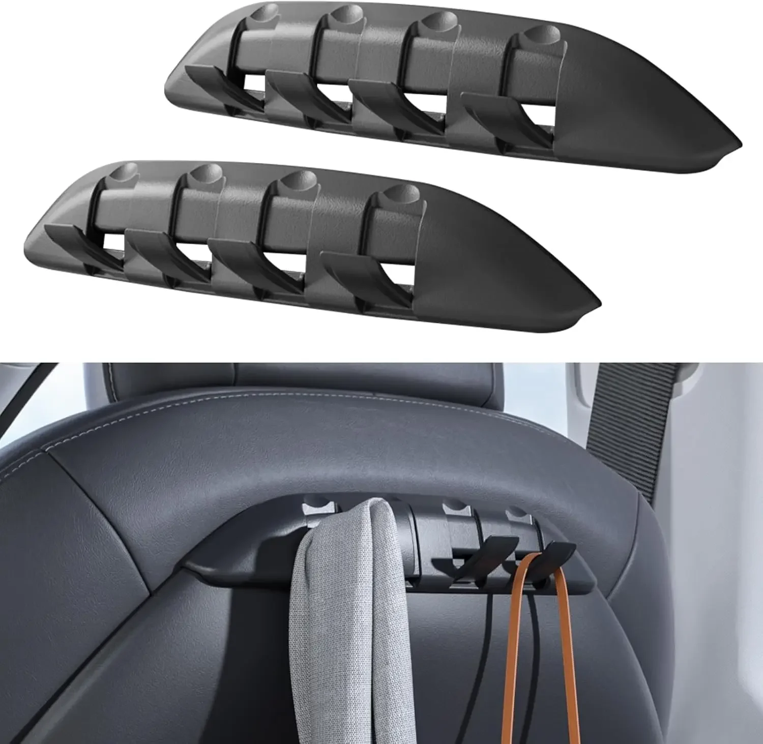 2-pack rugleuninghaken compatibel met 2017-2024 Tesla Model 3 & 2020-2024 Model Y-accessoires Flexibele boodschappentashanger