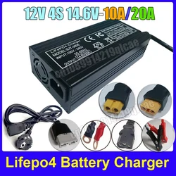 12V 10A/20A Smart Battery Charger for Lifepo4 Lithium 4S 14.6V Fast Charger For iron Lithium Phosphate Battery Charging Pack
