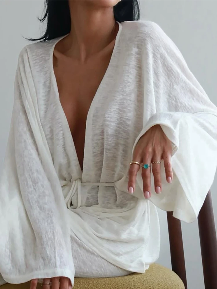 

Women V-neck Long Sleeved Top and Pants Two Piece Set Casual Loose Sleepwear Outfit Autumn Winter Soft Comfortable Homewear Suit