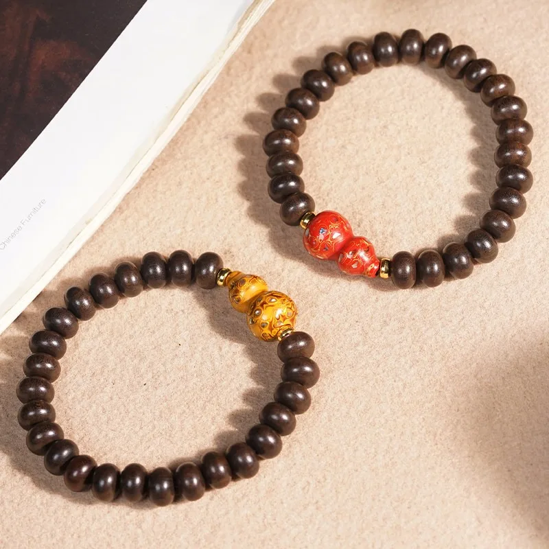 Agarwood Abacus Beads DIY Lacquer Gourd Buddhist Bracelet Irregular Wooden Bead String Chinese Jewelry Gifts
