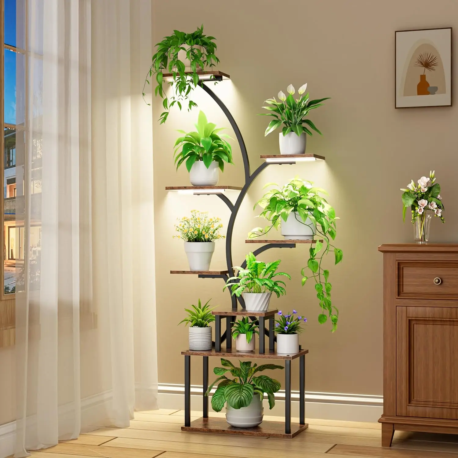 

Plant Stand Indoor with Grow Light 8-Tiered Tall Plant Stands for Indoor Plants Multiple Metal Plant Shelf Display Rack Holder