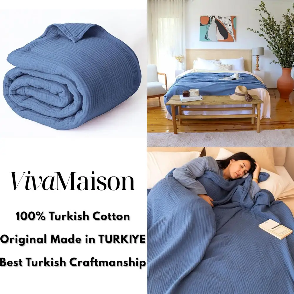 

Queen Size 100% Cotton Muslin Blanket, 4-Layer Gauze for Softness and Breathability, Ideal for Summer Nights